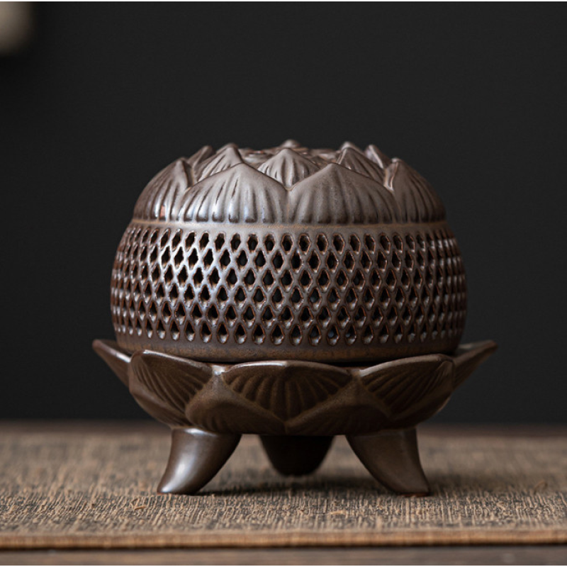 Курильниця Лотос на трьох ніжках Коричнева