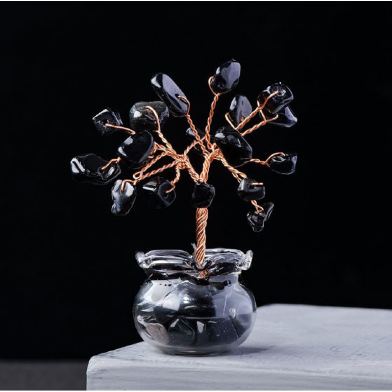 Дерево щастя у баночці Обсидіан Дерево щастя у баночці Обсидіан