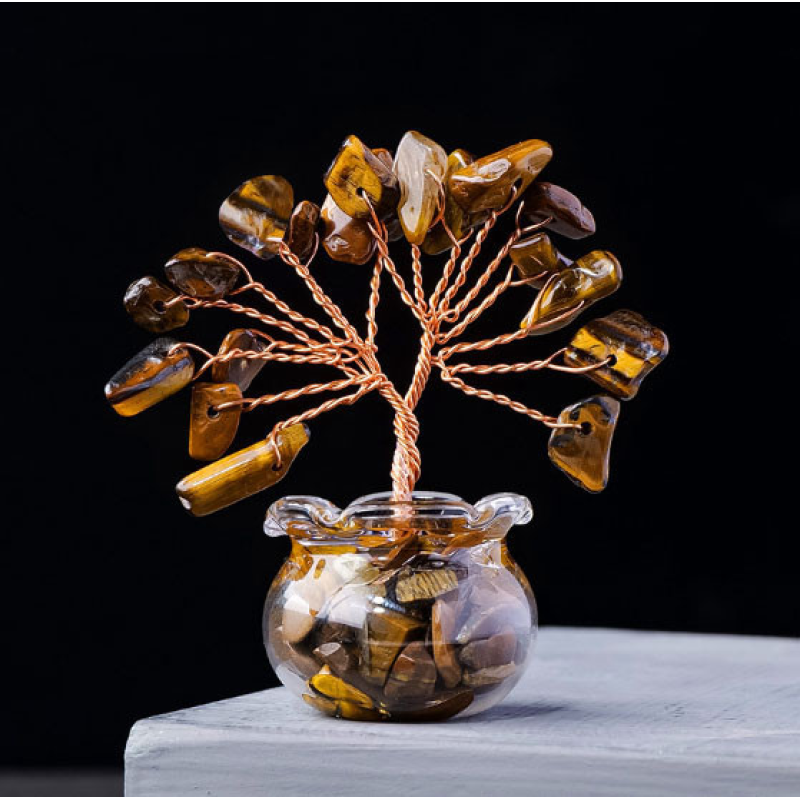 Дерево щастя у баночці Тигрове око Дерево щастя у баночці Тигрове око