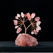 Дерево щастя на камені Полуничний кварц