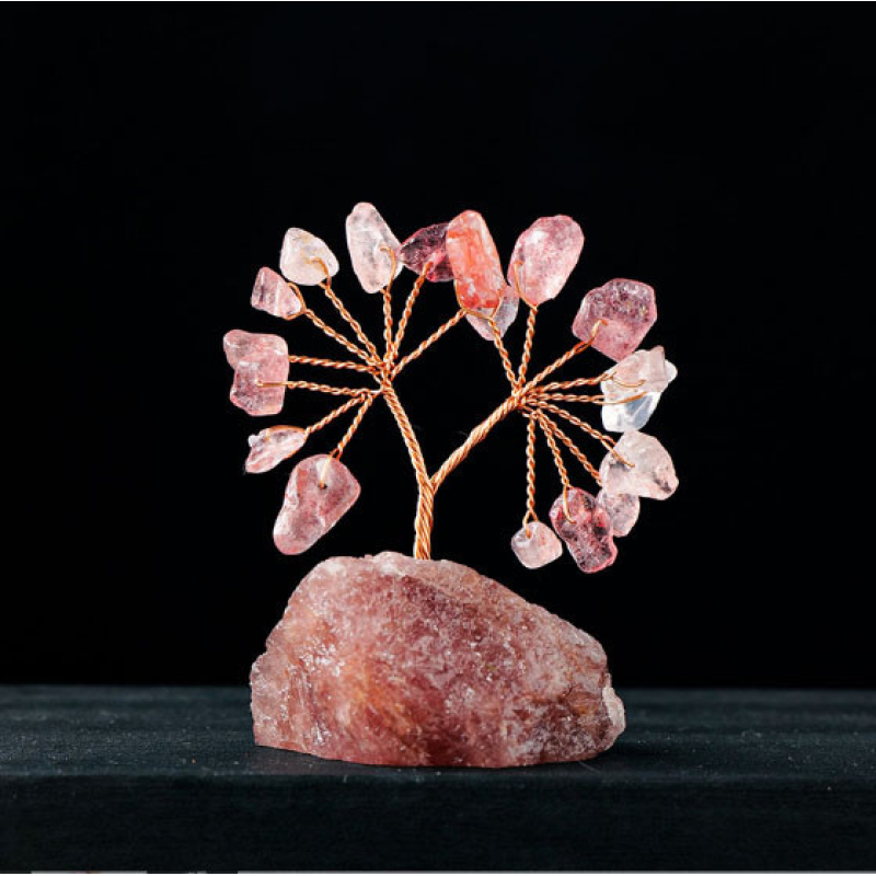 Дерево щастя на камені Полуничний кварц