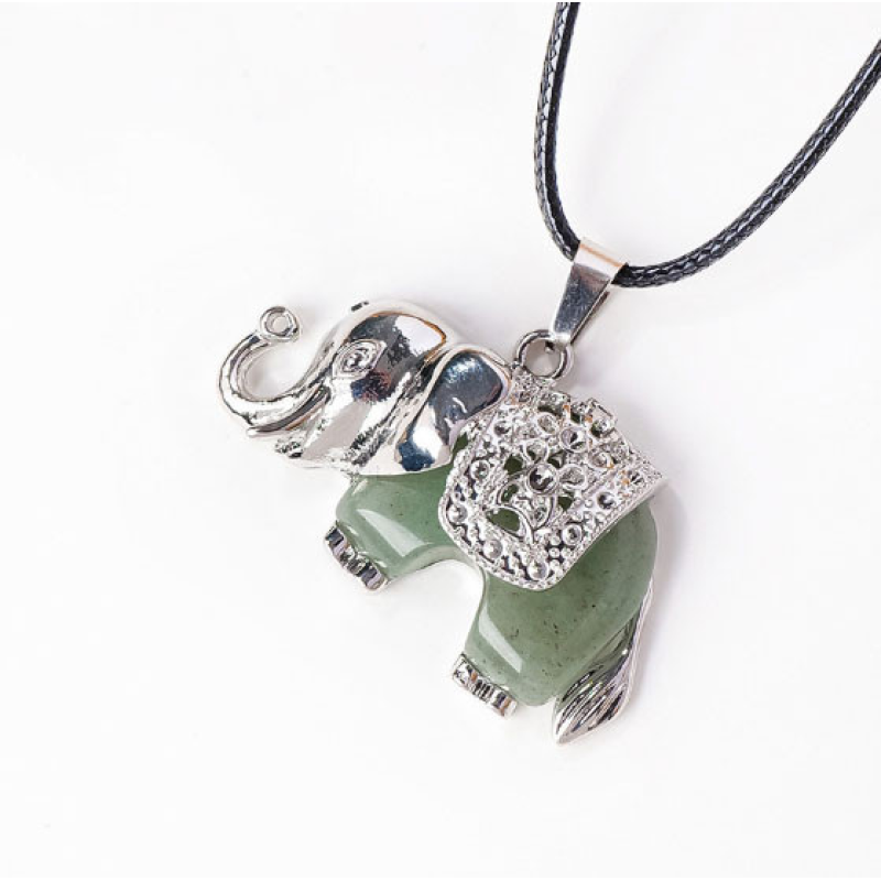 Кулон Слоненя вставка Зелений авантюрін