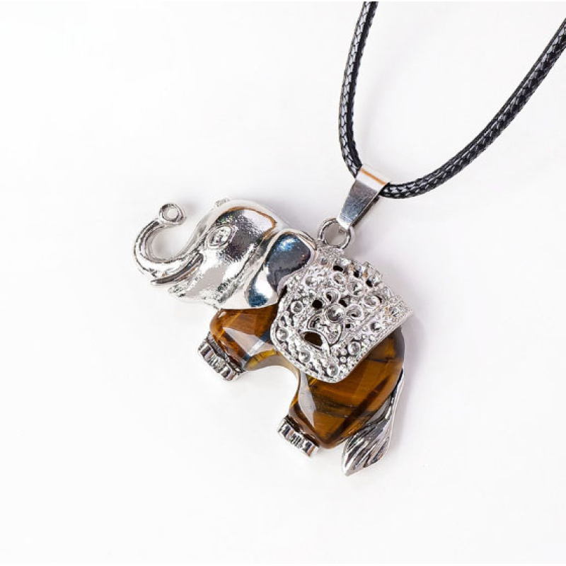 Кулон Слоненя вставка Тигрове око Кулон Слоненя вставка Тигрове око