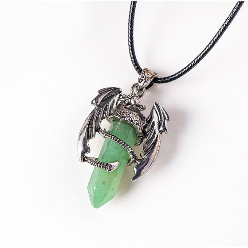 Кулон Кажан вставка Зелений авантюрін