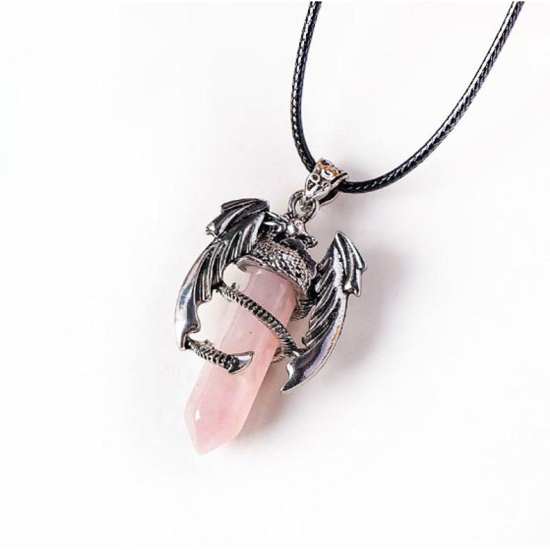 Кулон Кажан вставка Рожевий кварц