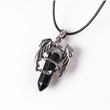 Кулон Кажан вставка Обсидіан