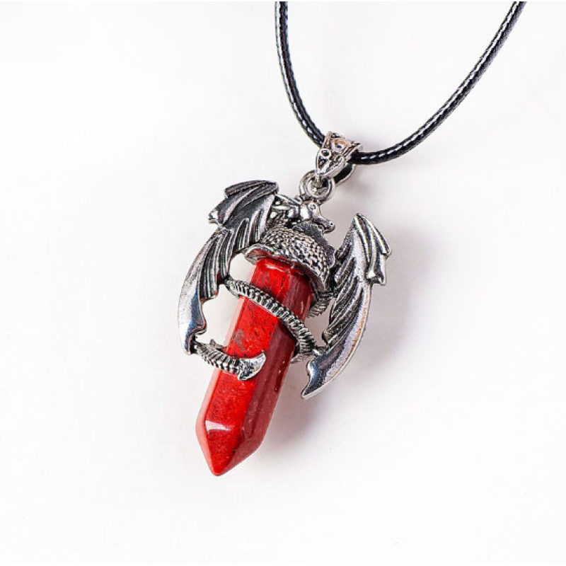 Кулон Кажан вставка Червона яшма