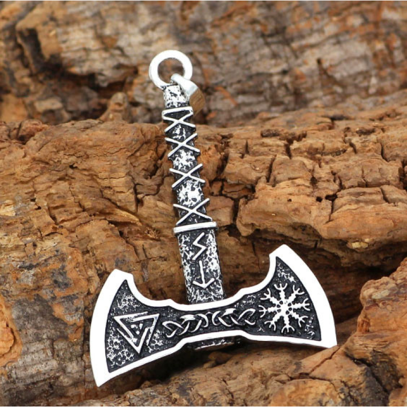 Кулон Сокира Перуна №2 білий метал