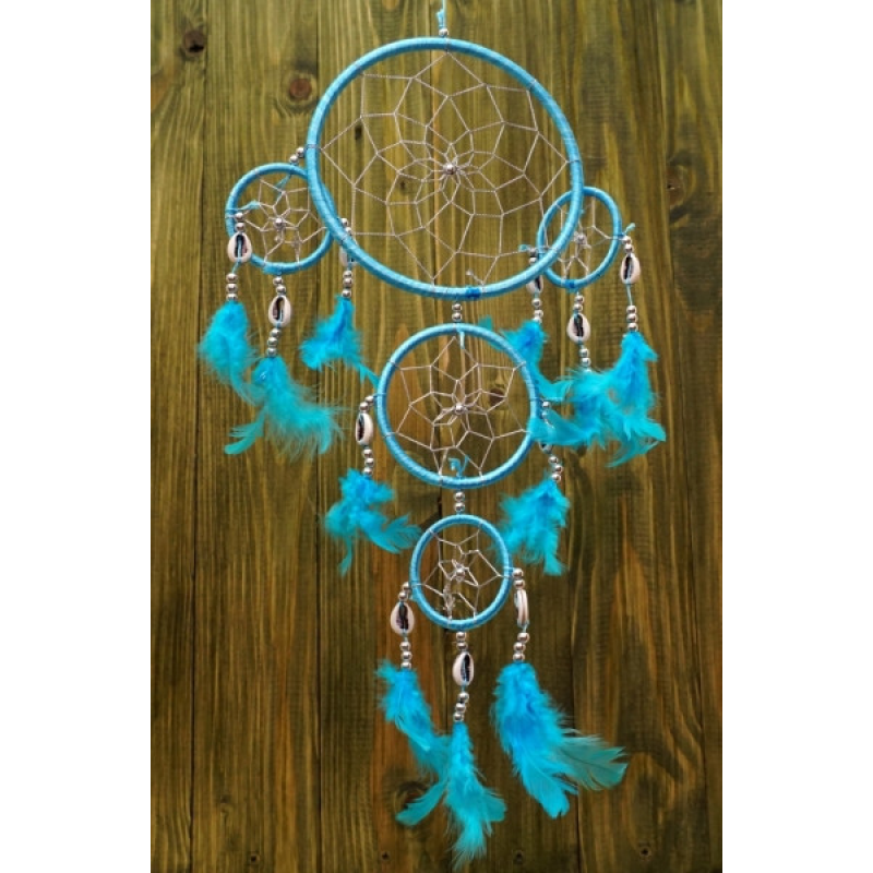 Ловець снів 5 Кругів + каурі Блакитний Ловець снів 5 Кругів + каурі Блакитний