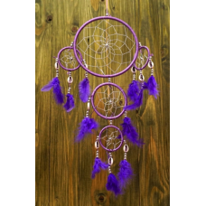 Ловець снів 5 Кругів + каурі Бузковий