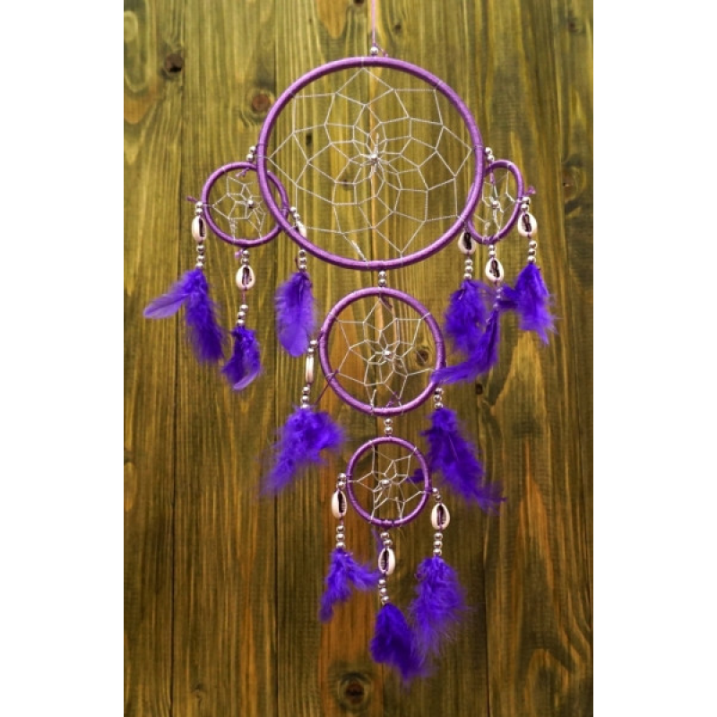 Ловець снів 5 Кругів + каурі Бузковий Ловець снів 5 Кругів + каурі Бузковий