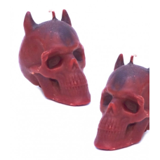 Свічка воскова Череп з ріжками червоний