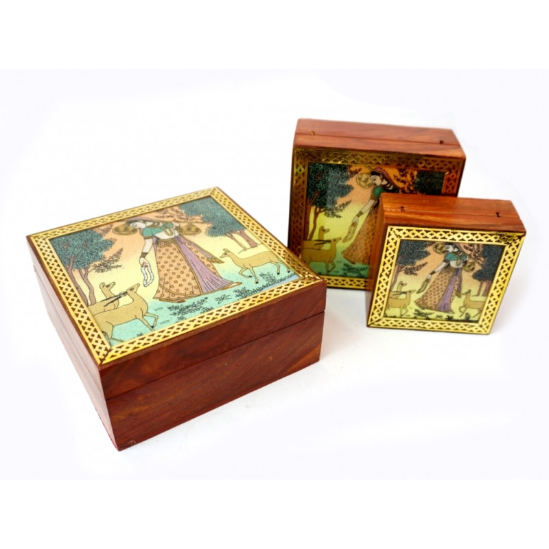 Скринька з картинками з напівдорогоцінного каміння Гопі