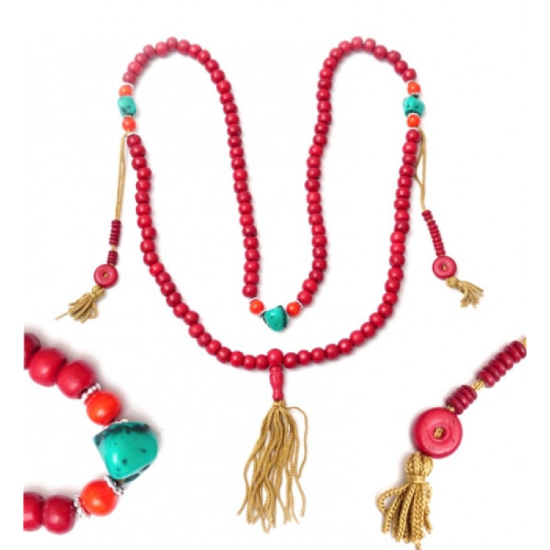 Чітки з кістки 10мм. 108 бусин Бордові