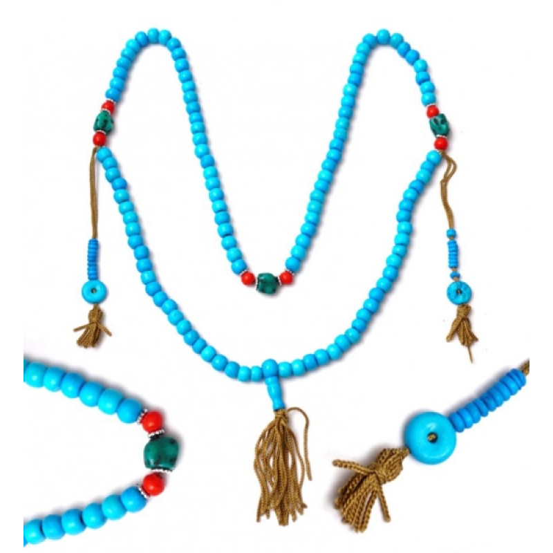 Чітки з кістки 10мм. 108 бусин Блакитні