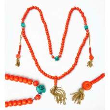 Чітки з кістки 10мм. 108 бусин Коралові