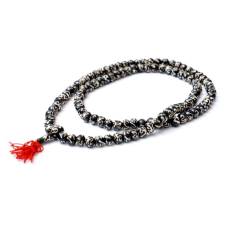 Чітки з кістки ОМ санскрит чорні + білий малюнок 10мм.