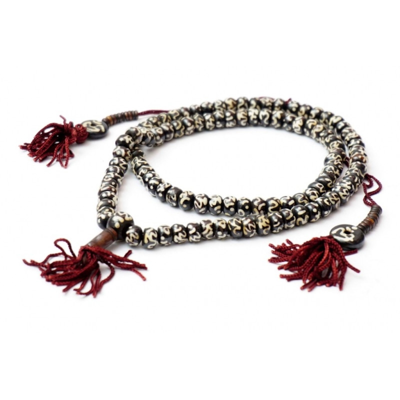 Чітки з кістки ОМ чорні + білий малюнок 8мм.