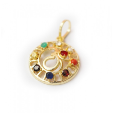 Кулон металевий з камінням ОМ у колі