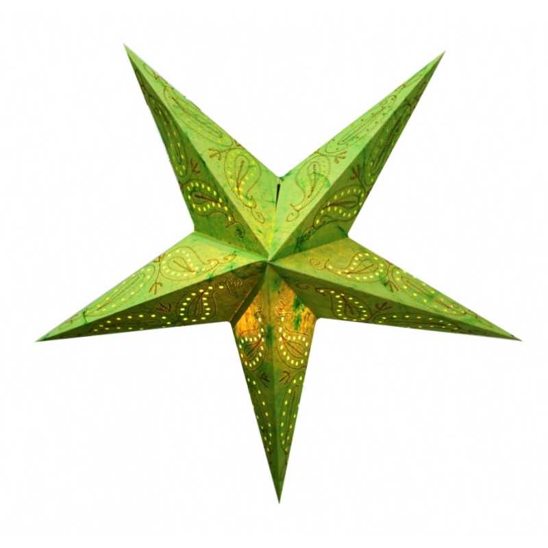 Світильник Зірка картонна 5 променів GREEN PAISLEY EMBD.