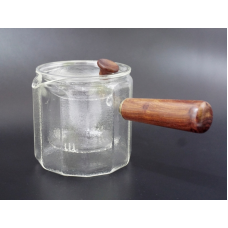 Чайник зі скляним ситом + дерев“яна ручка (550ml) термоскло