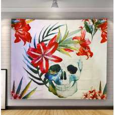 Гобелен настінний Череп у квітах Бохо Поліестер