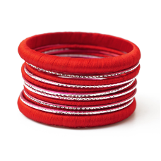 Комплект із 13 браслетів кільце в тканині Червоний