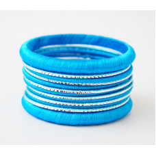 Комплект із 13 браслетів кільце в тканині Блакитний