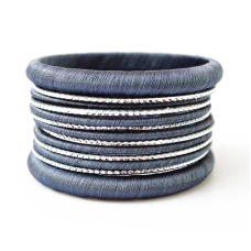 Комплект із 13 браслетів кільце в тканині Сірий
