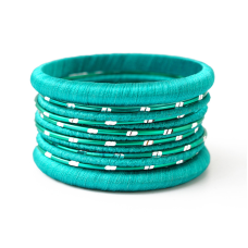 Комплект із 13 браслетів кільце в тканині Зелений
