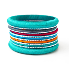 Комплект із 13 браслетів кільце в тканині Кольоровий