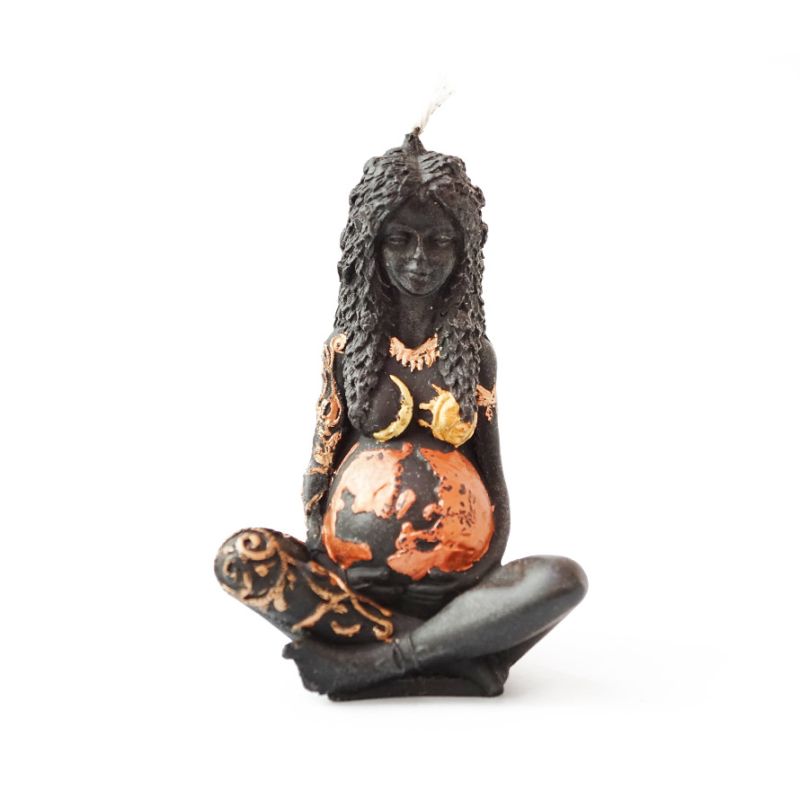 Свічка Богиня Землі Гайя Чорна із позолотою