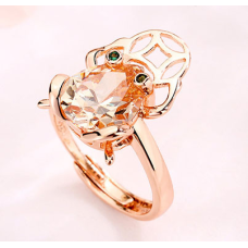 Кільце безрозмірне Жаба Багатства зі вставкою