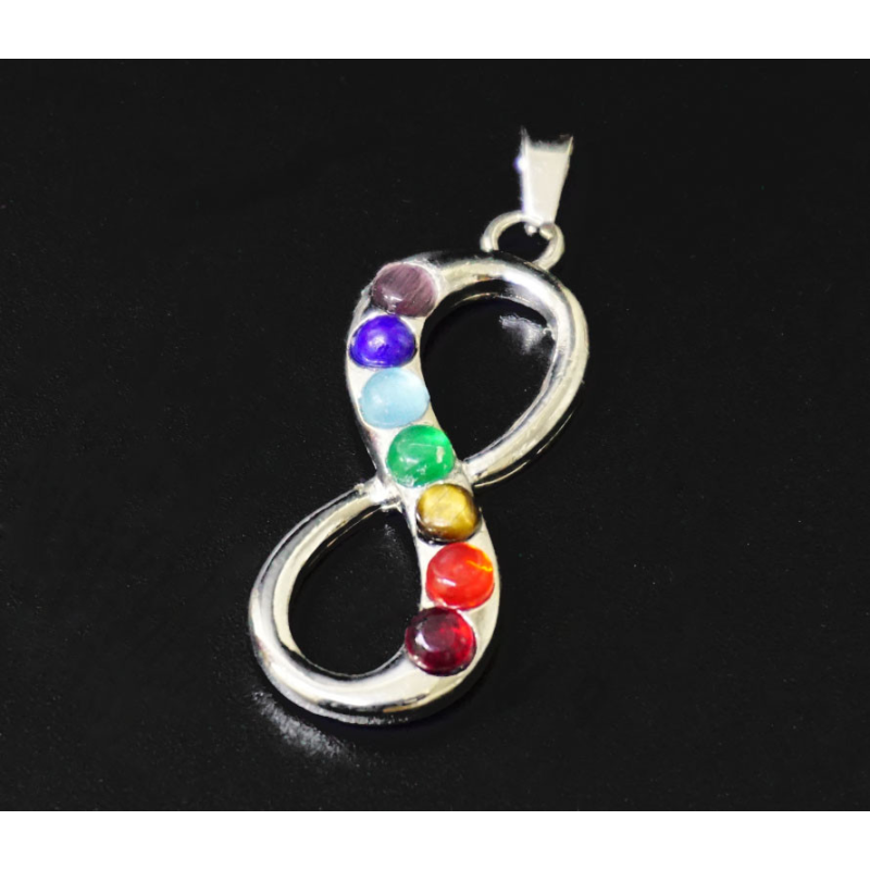 Кулон білий метал 7 чакр Вісімка