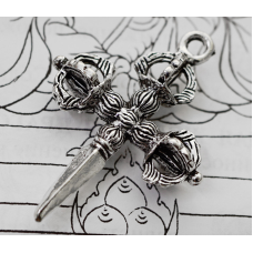 Кулон білий метал Пурбу + Ваджра