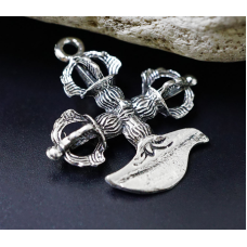 Кулон білий метал Хрестова ваджра + Дігуг