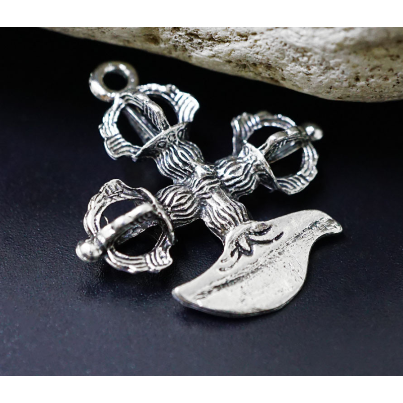 Кулон білий метал Хрестова ваджра + Дігуг