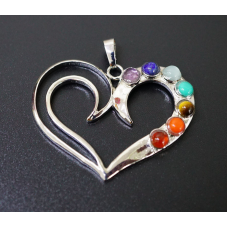 Кулон білий метал 7 чакр Серце
