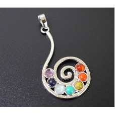 Кулон білий метал 7 чакр Спіраль