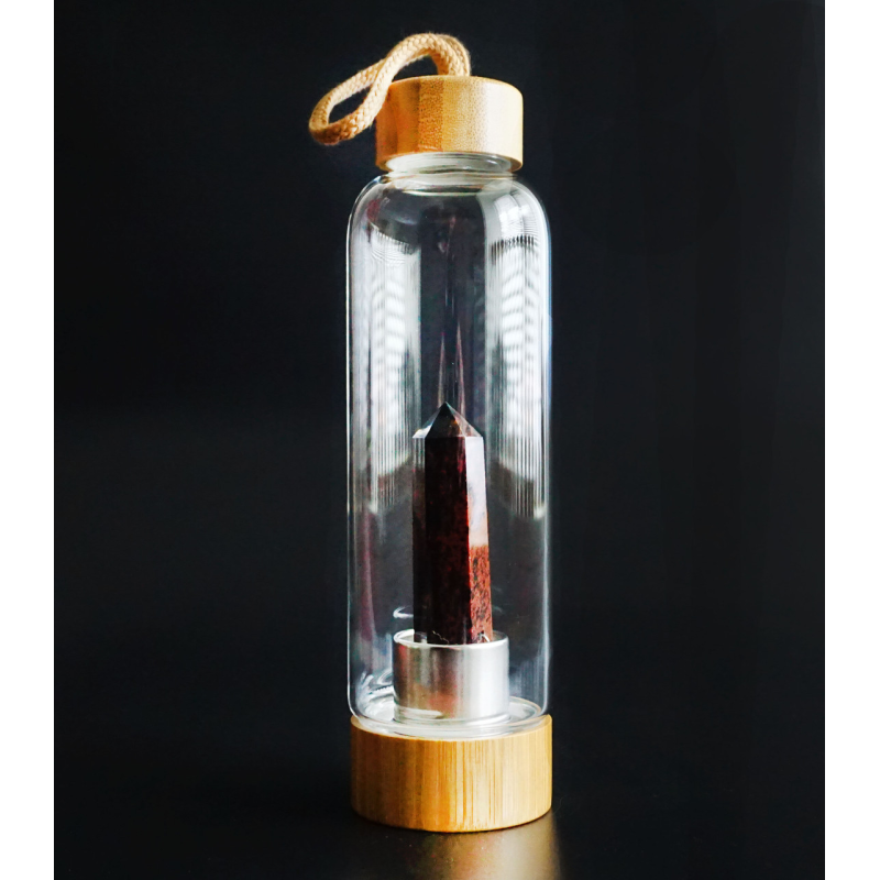 Пляшка для води із кристалом 550мл. Червоний Обсидіан