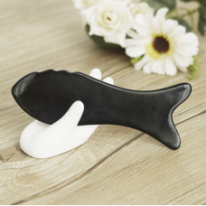 Масажер з рогу Гуа Ша Риба із зубами чорний Арт.254