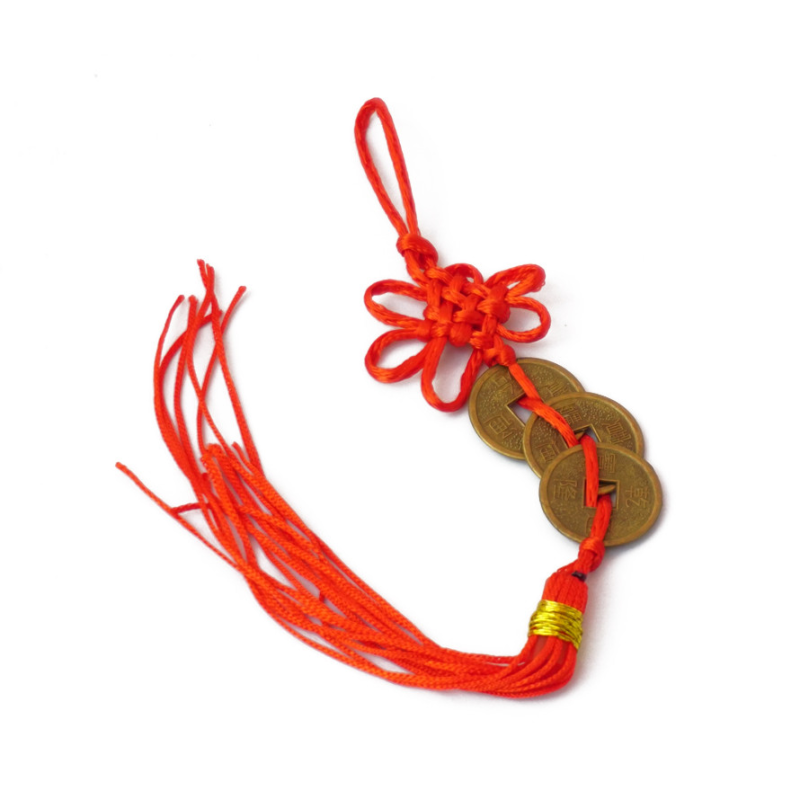 Підвіска з пензликом три монети в лінію у бронзовому кольорі