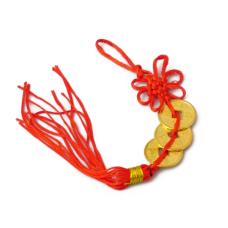 Підвіска з пензликом три монети в лінію у золотому кольорі