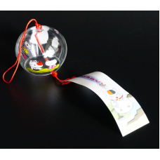 Японський скляний дзвіночок Фурін малий Сім“я котів