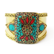 Браслет скоба Мозайка Квадрат Зелений