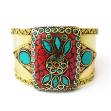 Браслет скоба Мозайка Квадрат Червоний