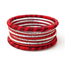 Комплект із 10 браслетів кільце в тканині арт.1102