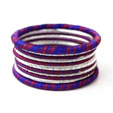 Комплект із 11 браслетів кільце в тканині арт.1101