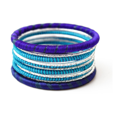 Комплект із 11 браслетів кільце в тканині арт.1103