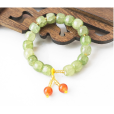 Браслет зі скла під флюорит 18 бусин Салатовий